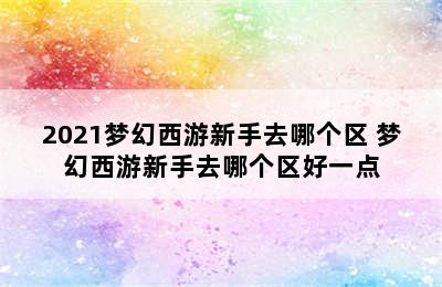 2021梦幻西游新手去哪个区 梦幻西游新手去哪个区好一点